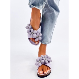 Kork flip flops med Charss Purple kuddblommor violett 1