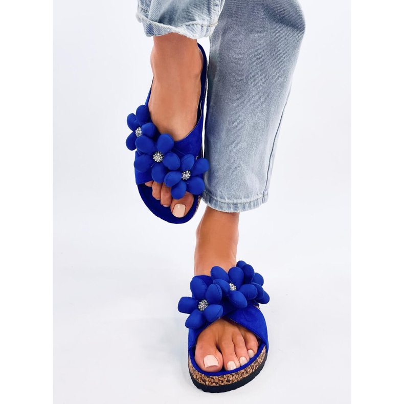 Korkflipflops med Charss Blue kuddblommor blå 1