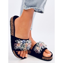 Maliv Svarta korktofflor med stenar 2