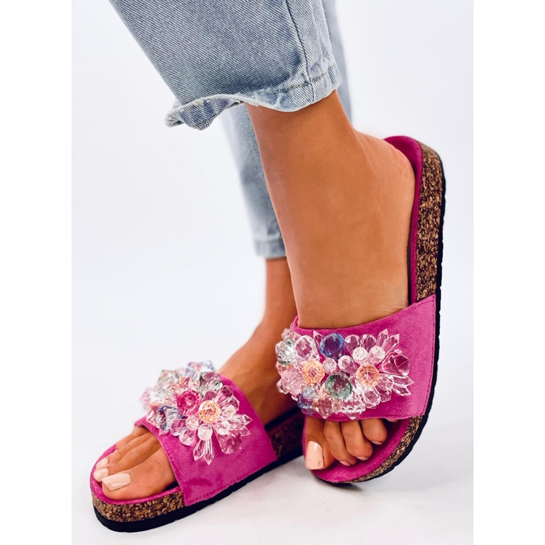 Korkflipflops med Maliv Fuchsia stenar rosa 2