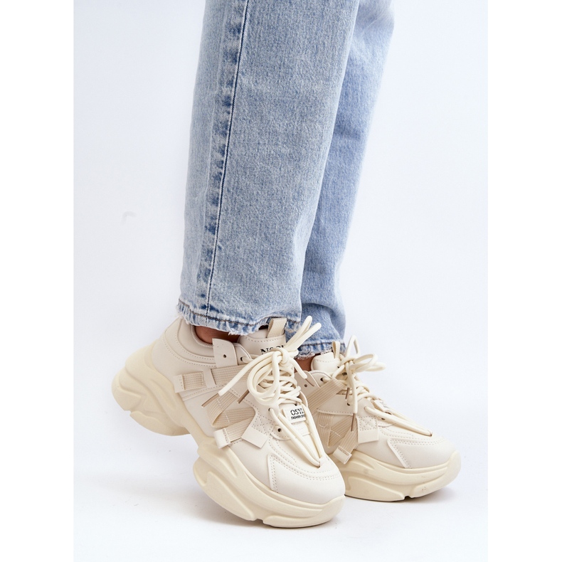 Beige Windamella Sneakers för kvinnor med en tjock sula 1