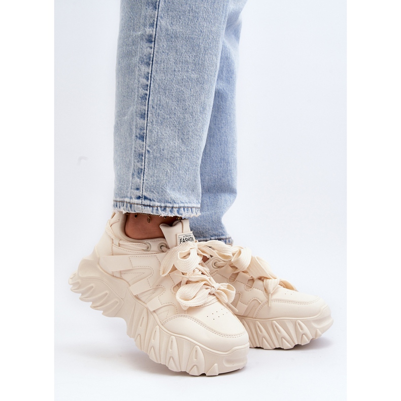 Beige damsneakers på en tjock sula Ellerai 1
