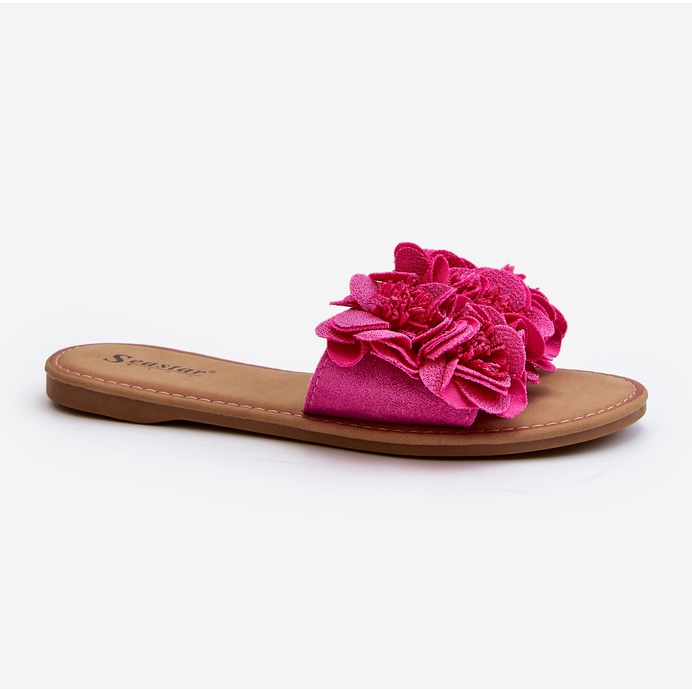 Flip Flops för kvinnor med blommor Fuchsia Eelfan rosa 1