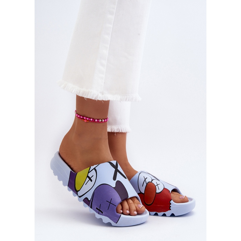 Gummi Flip Flops Med Blå Monster Print 1