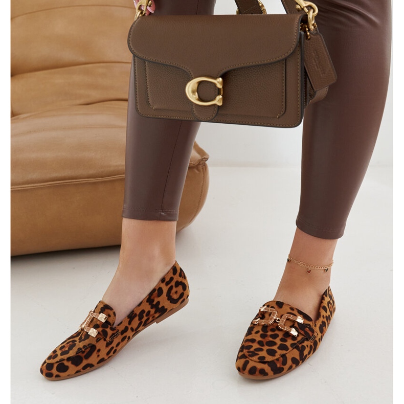 Comerio leopard loafers med spänne brun 1