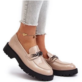 Vinceza Lackmockasiner för kvinnor på platt klack, Beige Ezoma 9