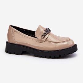 Vinceza Lackmockasiner för kvinnor på platt klack, Beige Ezoma 1