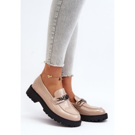 Vinceza Lackmockasiner för kvinnor på platt klack, Beige Ezoma 2