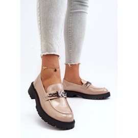 Vinceza Lackmockasiner för kvinnor på platt klack, Beige Ezoma 3