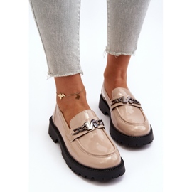 Vinceza Lackmockasiner för kvinnor på platt klack, Beige Ezoma 5