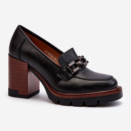 Vinceza Pumps på en massiv hög klack med en dekoration, Black Oradna svart 1