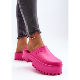 Flip-flops damer på en massiv sula Big Star NN274019 Fuchsia rosa 7