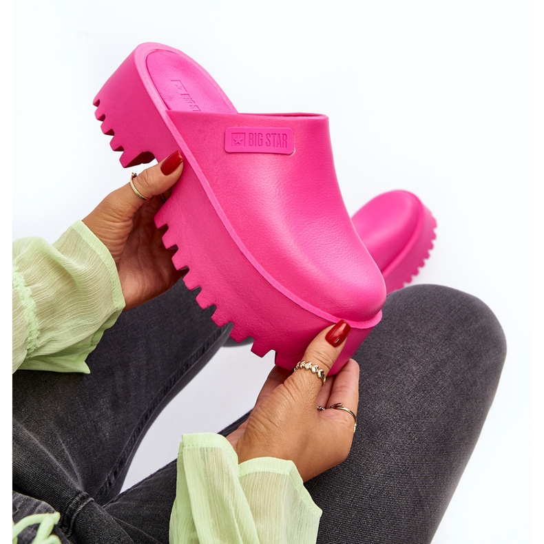 Flip-flops damer på en massiv sula Big Star NN274019 Fuchsia rosa 2