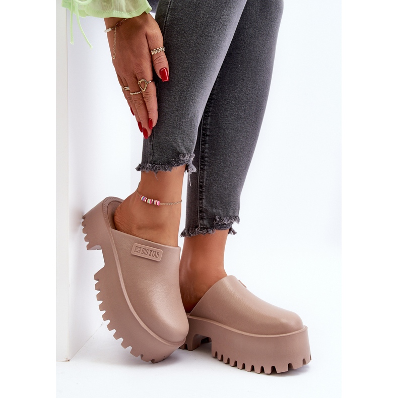 Big Star Damflip-flops på en massiv sula Stor stjärna NN274016 Beige 1