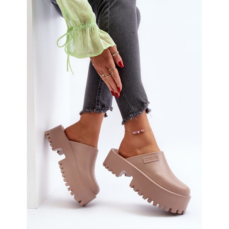 Big Star Damflip-flops på en massiv sula Stor stjärna NN274016 Beige 2