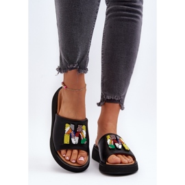 Vinceza Flip Flops i läder för kvinnor med svart Asames-dekoration 4