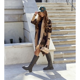 S.Barski Kvinnors höga stövlar armégrön 1