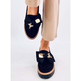 Pennsy Svarta mockasiner med en dekorativ nallebjörn 1