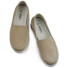 Bekväma damskor i naturläder med platt sula beige 1