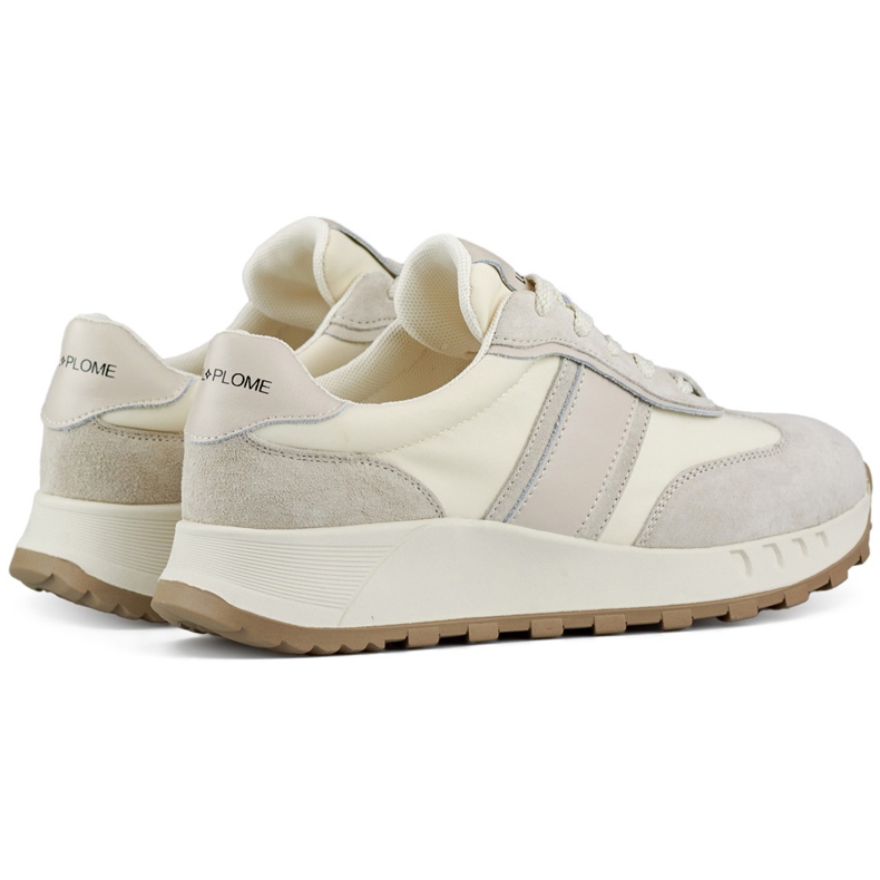 Beige damsneakers, sportskor i läder för kvinnor 1