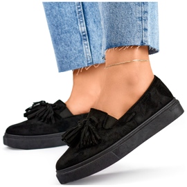 Svarta damskor med fransar, svarta mockasiner med fransar 1