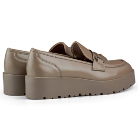 Bruna damskor med låg kil, damskor med brun plattform beige 1