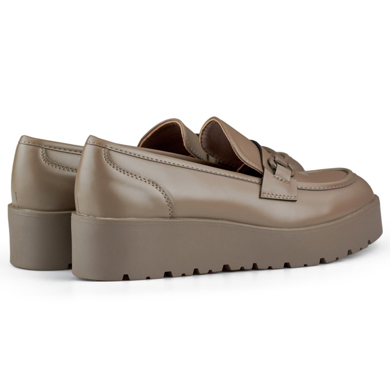 Bruna damskor med låg kil, damskor med brun plattform beige 1