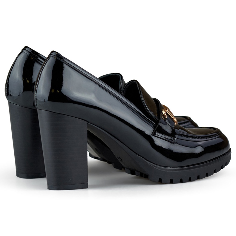 Lackskor för kvinnor på hög klack, svarta lackpumps 1