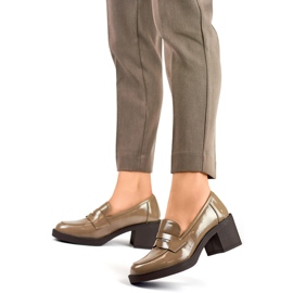 Dampatenta lågklackade skor, lågklackade pumps brun 2