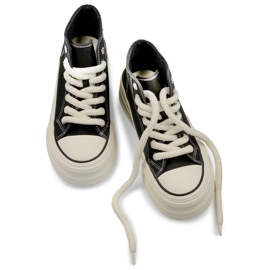 Svarta sneakers med tjock sula, högtoppade sneakers för kvinnor 1