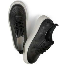 Svarta genombrutna sneakers för kvinnor med tjock sula 1