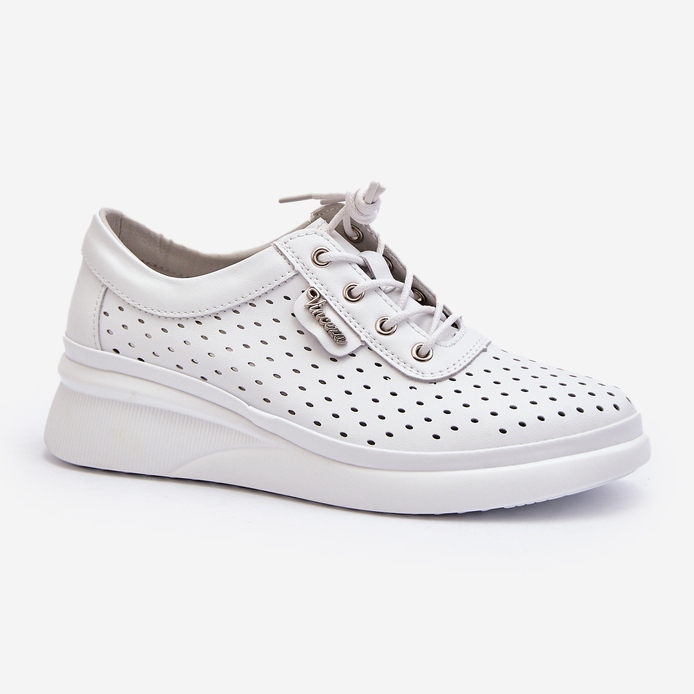 Vinceza Dam Läder Sports Sneakers Skor Vit Brumia 2