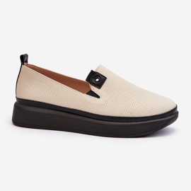 Vinceza Espadriller i läder för kvinnor på den beige plattformen Tigera 1