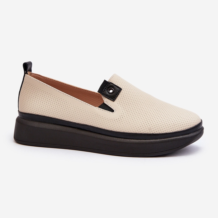 Vinceza Espadriller i läder för kvinnor på den beige plattformen Tigera 1