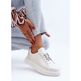 Vinceza Sneakers i läder för kvinnor med dekorationer, vit dysuri 1