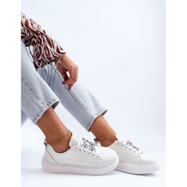 Vinceza Sneakers i läder för kvinnor med dekorationer, vit dysuri 2