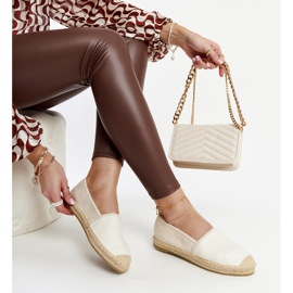 Ljusa beige espadrillor med glans på Ming-plattformen 1