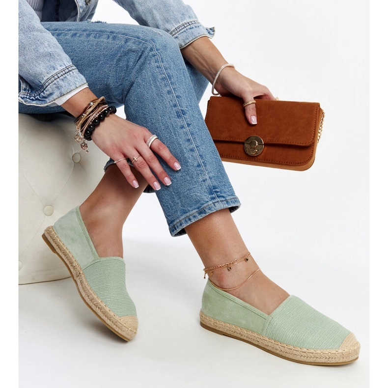 Olive espadrilles med glans på Ming-plattformen grön 1