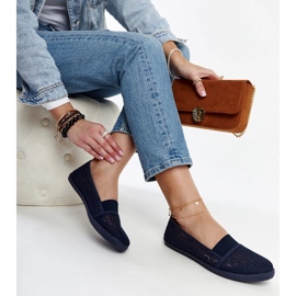 Marinblå Peony genombrutna sneakers 1