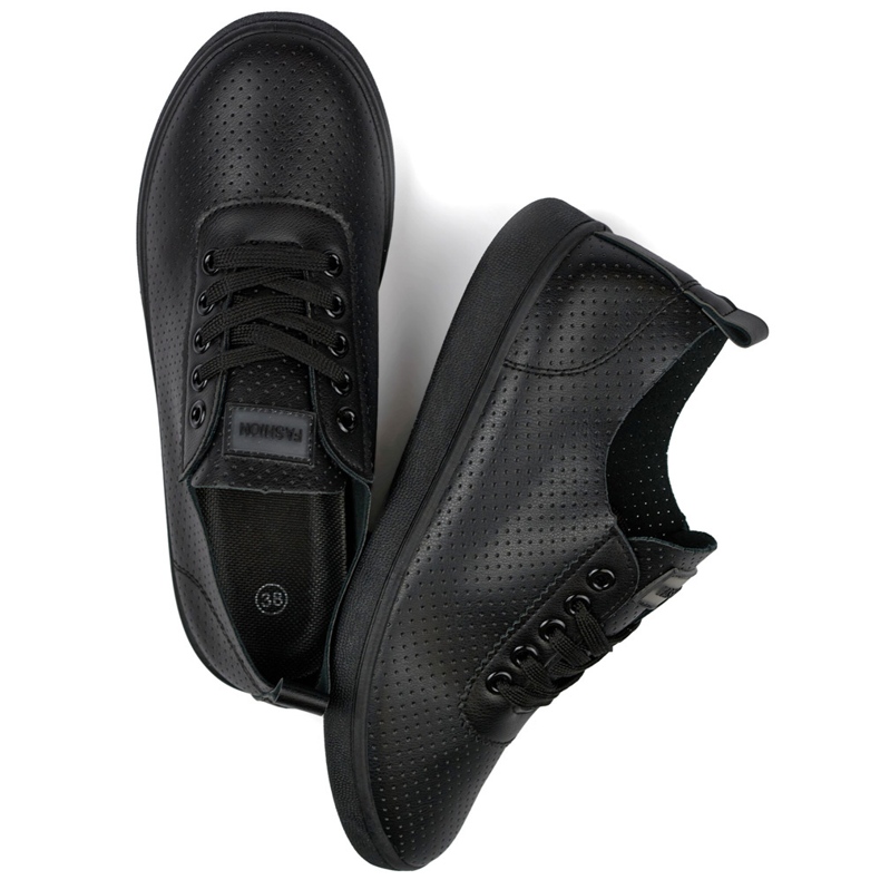 Svarta genombrutna sneakers, genombrutna sneakers för kvinnor 1