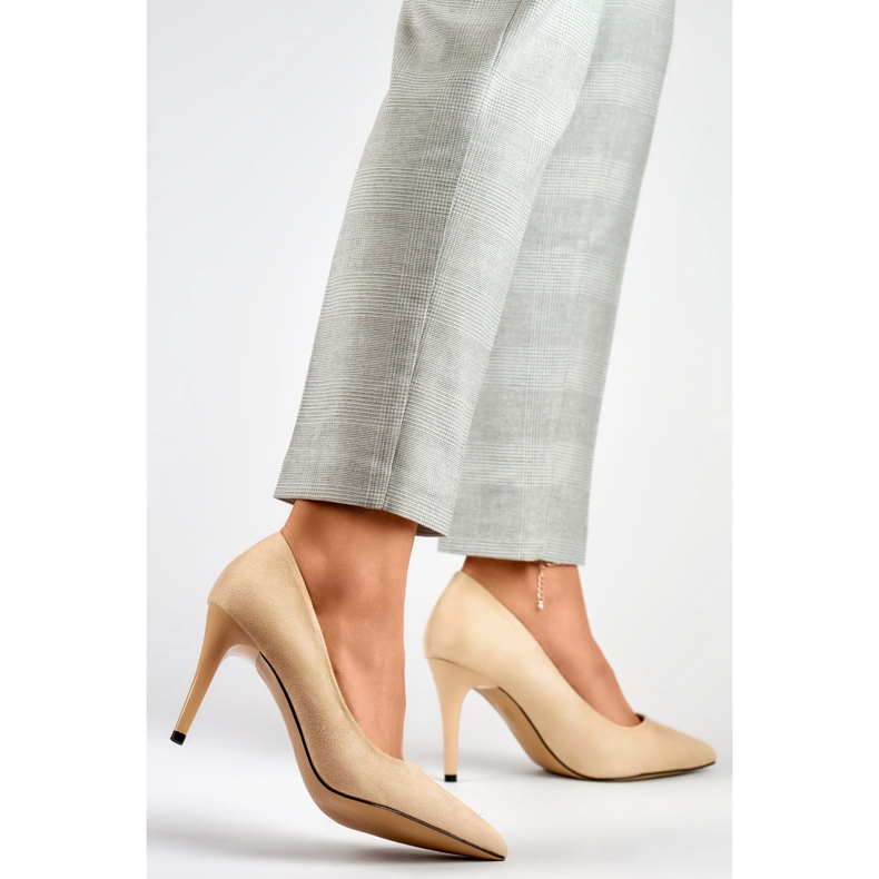 Beige mocka höga stilettpumps 1