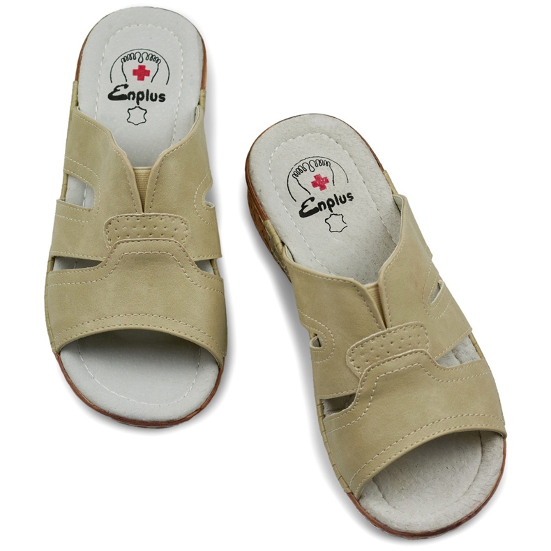 Friska kvinnors flipflops, bekväma komfortflipflops beige 1