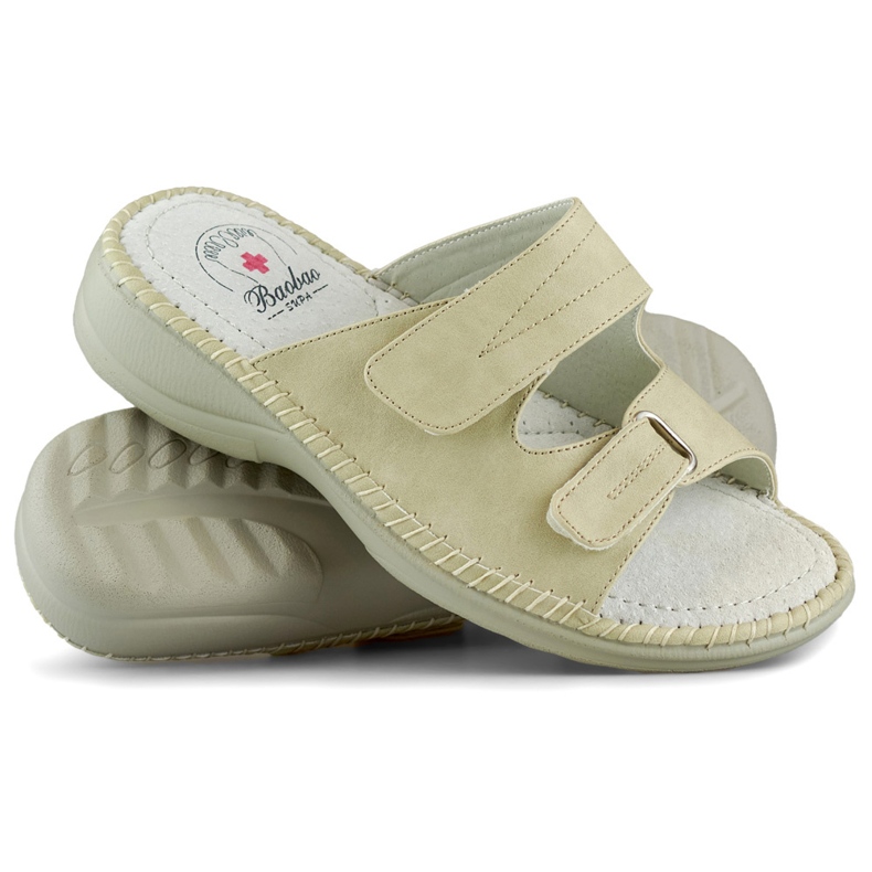 Kvinnors kardborrflip-flops, bekväma kardborrflip-flops beige 2