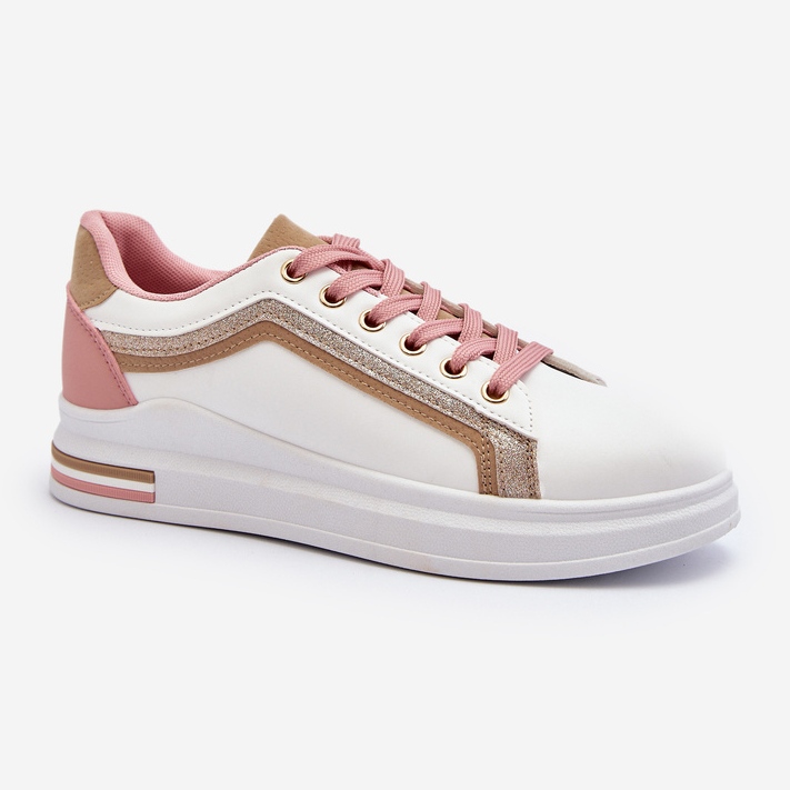 Beige Damsneakers Med Glitter Elnami vit 1