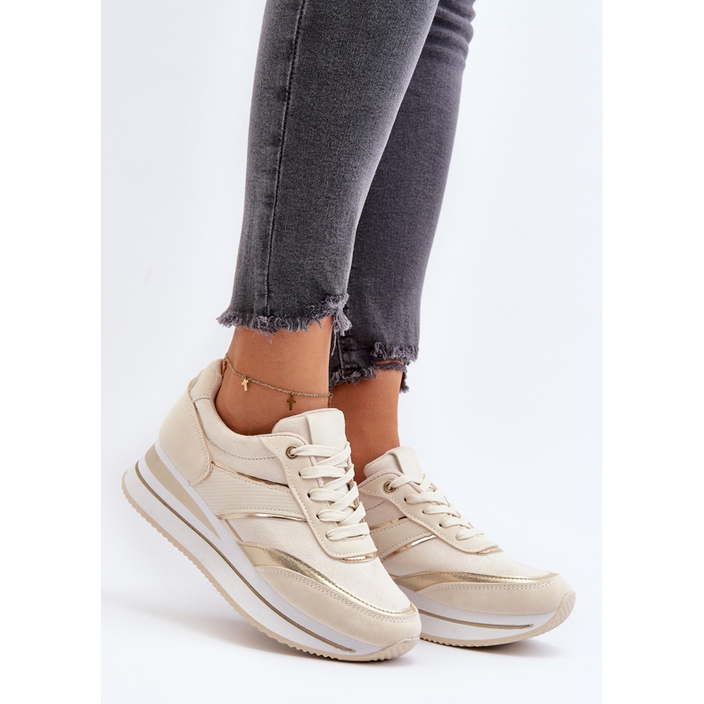Damsportskor, Platform Sneakers, Beige Atnarama 2