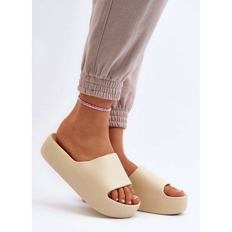 Beige Oreithano flip-flops damer med tjock sula 2