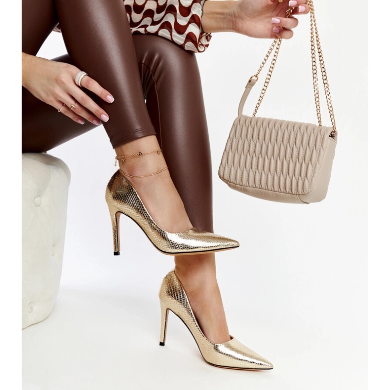 Viner guld patent stiletter gyllene 1