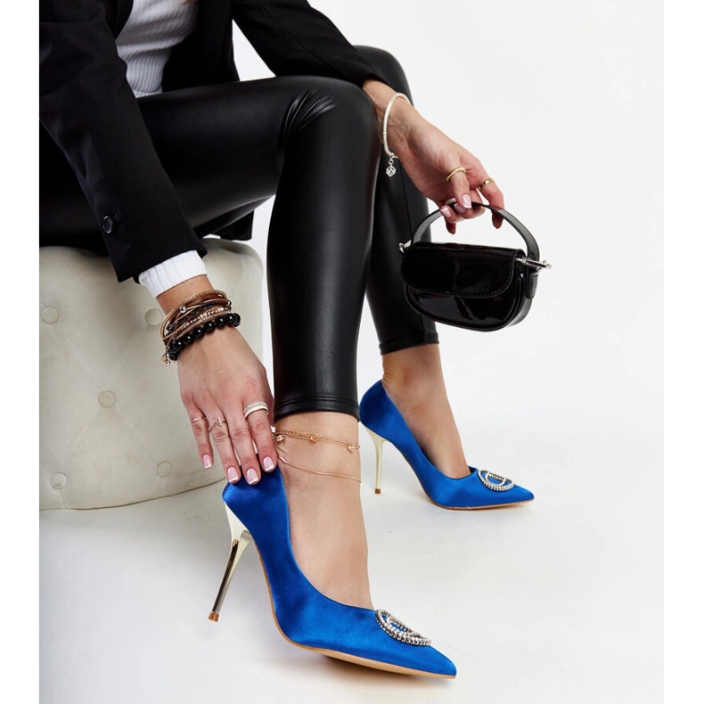 Blå Elife klackar med cubic zirconia 1