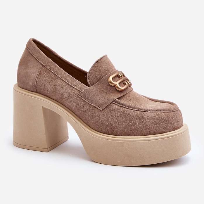 Zazoo 20170 mockaskor för kvinnor på hög klack, beige 1