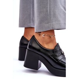 Lemar Kvinnors läderskor på klack Svarta 2